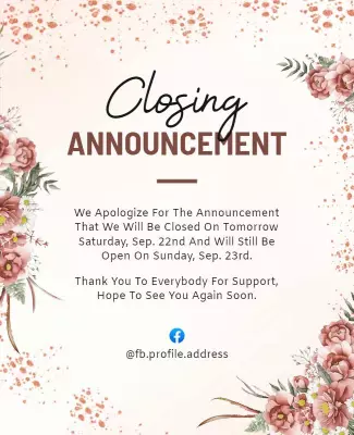Floral Business Closure Announcement Flyer Template
