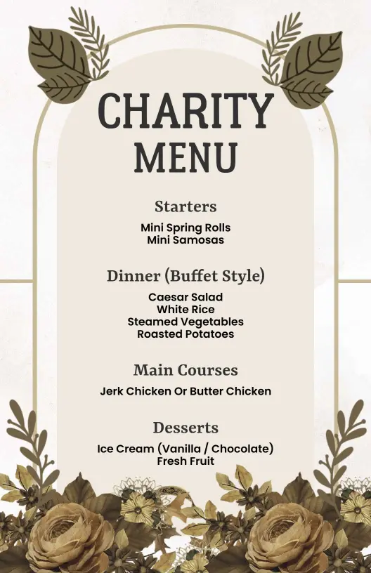 Floral Design Charity Function Dining Menu Template