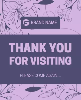 Floral Design Elegant Thank You for Visiting Poster Template