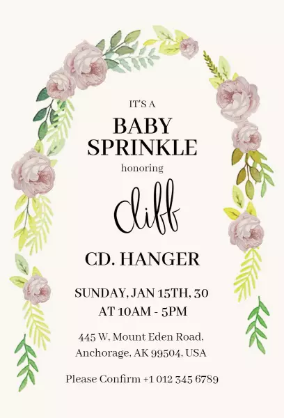 Floral Elegance Baby Sprinkle Celebration Invitation Template