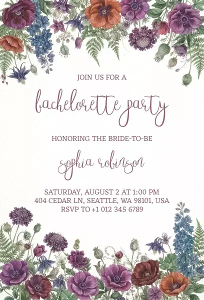 Floral Elegance Bachelorette Party Celebration Invitation Template