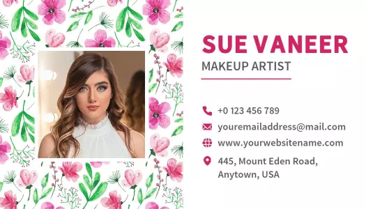 Floral Elegance Design for Makeup Artist Business Card Template