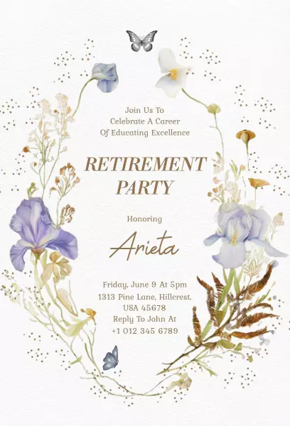 Floral Elegance Retirement Party Celebration Invitation Template