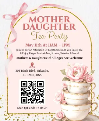 Floral Elegant Mother Daughter Tea Party Flyer Template