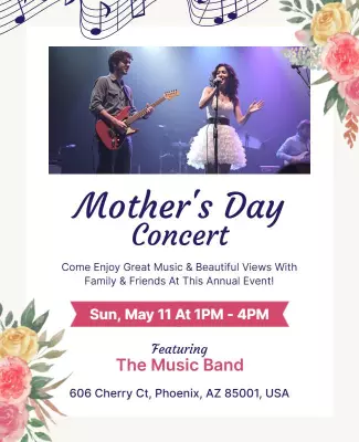 Floral Elegant Mother's Day Concert Celebration Poster Template