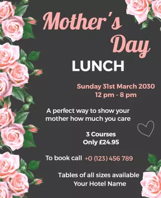 Floral Elegant Mother's Day Lunch Invitation Poster Template