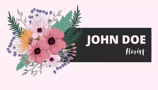 Floral Elegant Pink and Black Florist Business Card Template