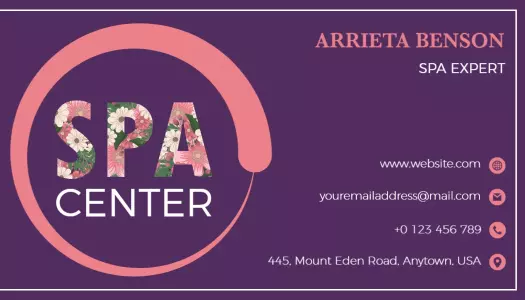 Floral Elegant Spa Center Business Card Template