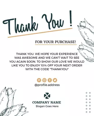 Floral Elegant Thank You for Your Purchase Poster Template