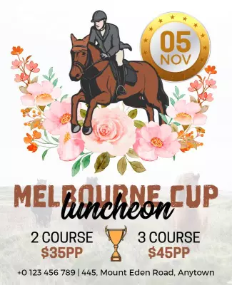 Floral Equestrian Melbourne Cup Luncheon Poster Template