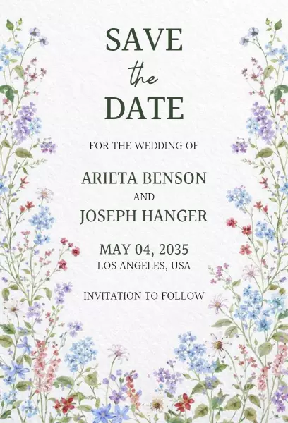 Floral Garden Save The Date Wedding Invitation Template