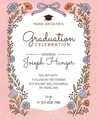 Floral Graduation Celebration Invitation Flyer Template