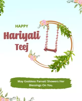 Floral Green Hariyali Teej Celebration Greeting Poster Template