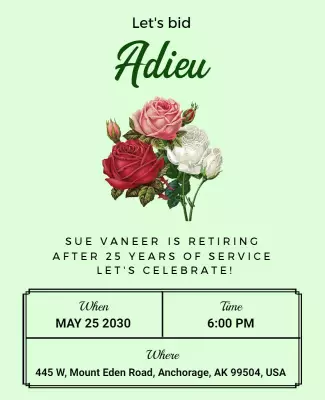 Floral Green Retirement Celebration Invitation Poster Template