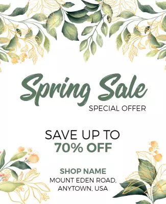 Floral Green Spring Sale Special Offer Poster Template