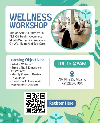 Floral Green Wellness Workshop Promotion Flyer Template