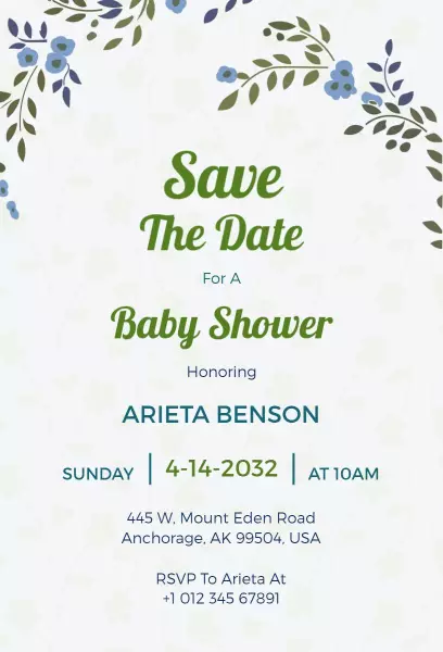 Floral Greenery Elegant Baby Shower Celebration Invitation Template