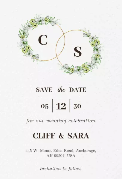 Floral Greenery Elegant Save The Date Wedding Invitation Template