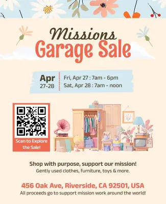 Floral Illustrated Missions Garage Sale Flyer Template