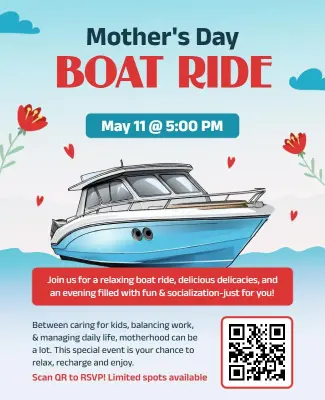 Floral Illustrated Mother's Day Boat Ride Flyer Template