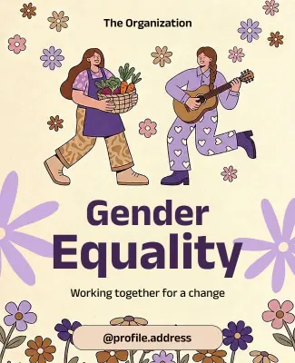 Floral Illustration Gender Equality Awareness Poster Template