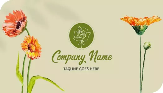 Floral Illustration with Soft Green Background Business Card Template