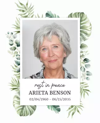 Serene Green Floral Tribute Memorial Flyer Template