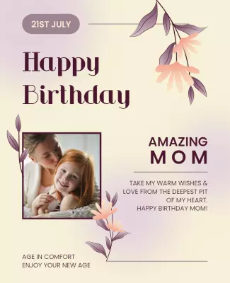 Floral Mothers Birthday Celebration Flyer Template