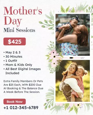 Floral Mother’s Day Mini Sessions Family Photography Poster Template