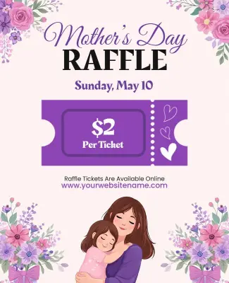 Floral Mother's Day Raffle Event Promotion Flyer Template