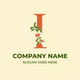 Floral Motif with Leafy Design for I Letter Logo Template