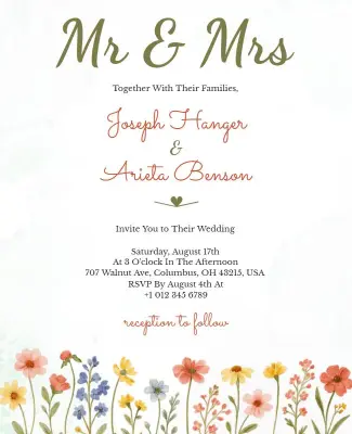 Floral Mr and Mrs Wedding Invitation Flyer Template