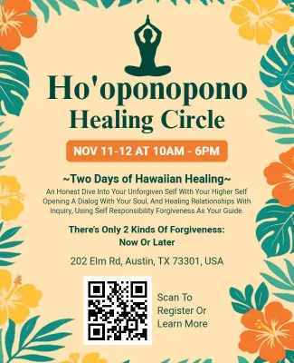 Floral Orange Green Ho'oponopono Healing Circle Flyer Template