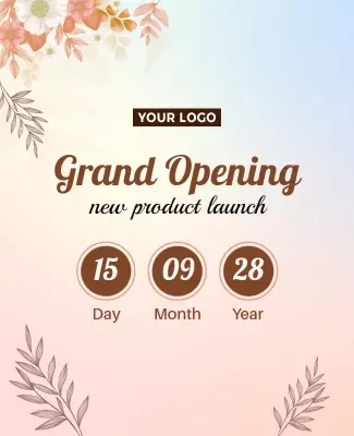 Floral Pastel Grand Opening New Product Launch Poster Template