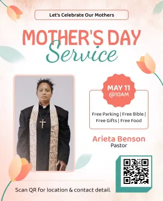 Floral Pastel Mother's Day Church Service Flyer Template