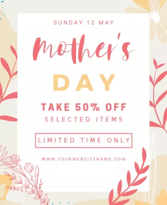Floral Pastel Mother's Day Sale Discount Poster Template