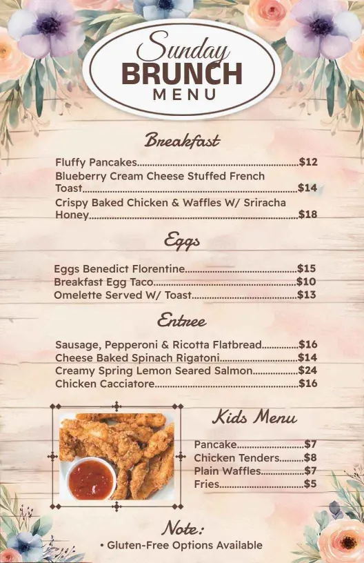 Floral Pastel-Themed Sunday Brunch Menu Template
