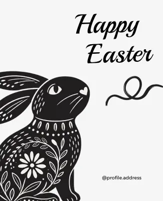 Floral Pattern Easter Bunny Poster Template