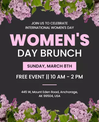 Floral Pink International Women's Day Brunch Poster Template