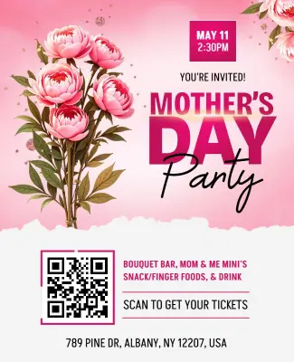 Floral Pink Mother's Day Celebration Party Flyer Template