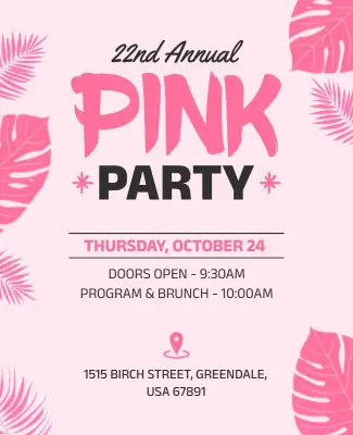 Floral Pink Party Celebration Flyer Template