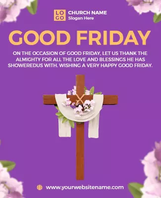 Floral Purple Good Friday Religious Celebration Poster Template