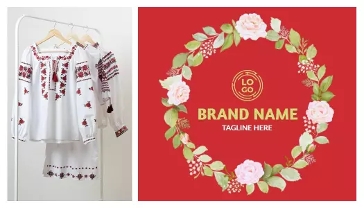 Floral Red Custom Embroidery Business Card Template