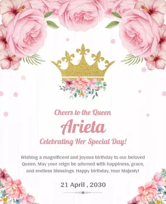Floral Royal Birthday Celebration Flyer Template