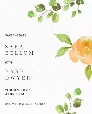 Floral Save the Date Announcement Flyer Template