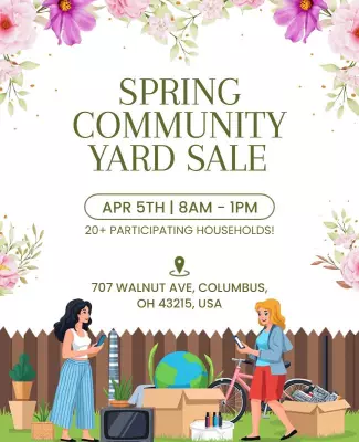 Floral Spring Community Yard Sale Promotion Poster Template