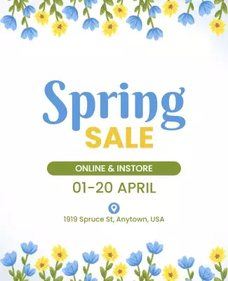 Floral Spring Sale Promotional Flyer Template