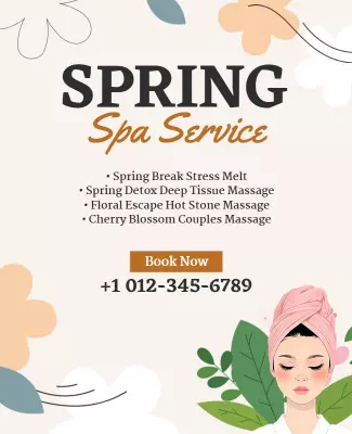 Floral Spring Spa Service Relaxation Poster Template