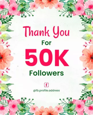 Floral Thank You for Followers Flyer Template