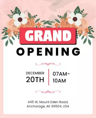 Floral Theme Grand Opening Event Flyer Template